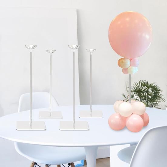 4 Pcs Reusable Acrylic Balloon Stand Kit Heavy Duty Tabletop Balloon Stick Holder with Base for Centerpiece Parties Weddings Birthdays