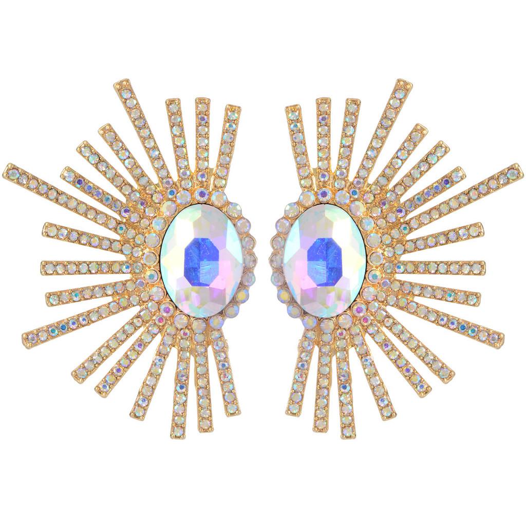 Exaggerated Symmetrical Earrings Featuring Colorful Water For Female Style Accessory