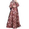 Spot Cross-Border New Printed Middle Eastern Muslim Malay Long Sleeve Round Neck Dress