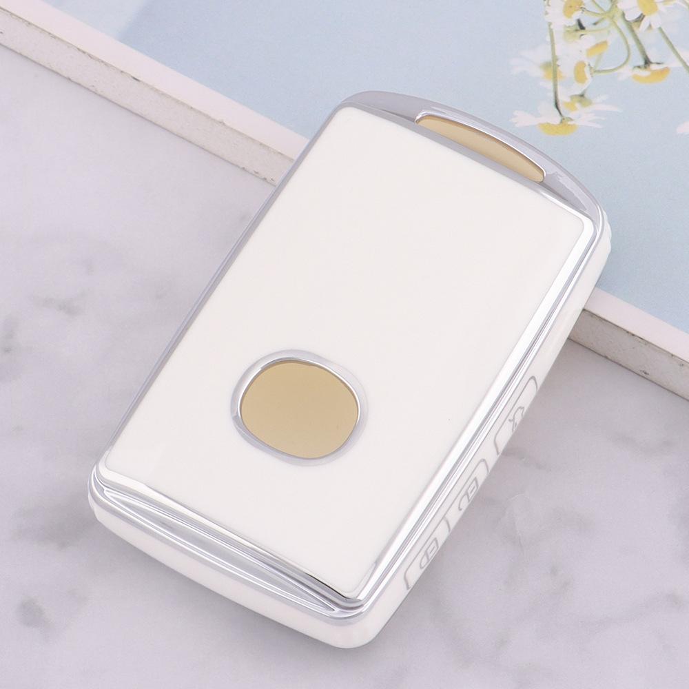 Voor Mazda 3 Cx4 Cx5 Cx30 Sleuteletui High-End Leer Sleutelhanger Cover Shell Tas Met Gesp Voor Mannen En Vrouwen Nieuwe Artez Stijl white