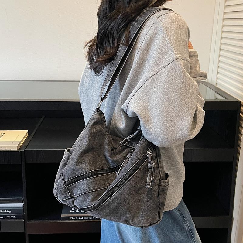 Women's Multi-Pocket Large Capacity Denim Bag Shoulder Crossbody Bag