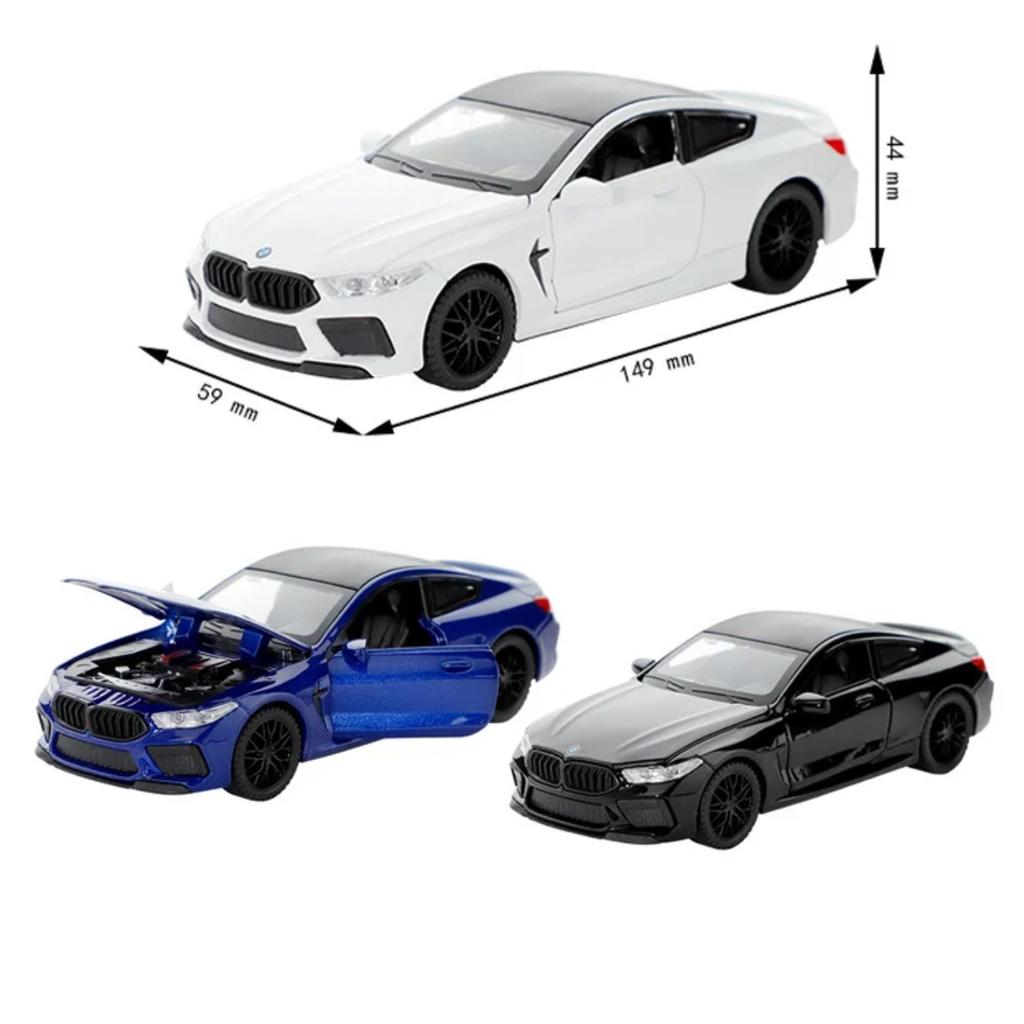 1/32 BMW M8 Alloy Diecast Sports Car Model Sound Light Vehicle Toy Children's Educational Toys Collection Present for Friends