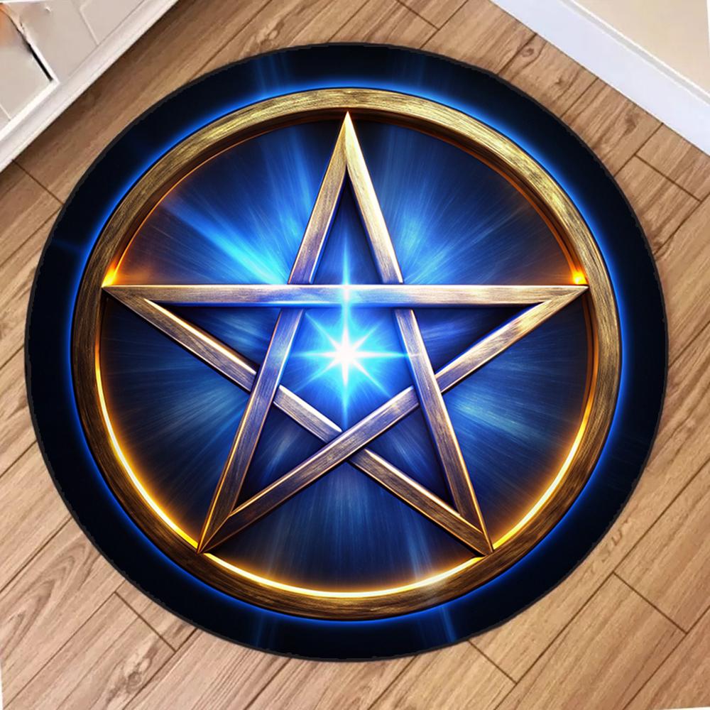 Star Printed Round Carpet Dirty-resistant Floor Mat for Living Room Computer Chair Cushion Bedroom Decor Home Hallway Area Rugs