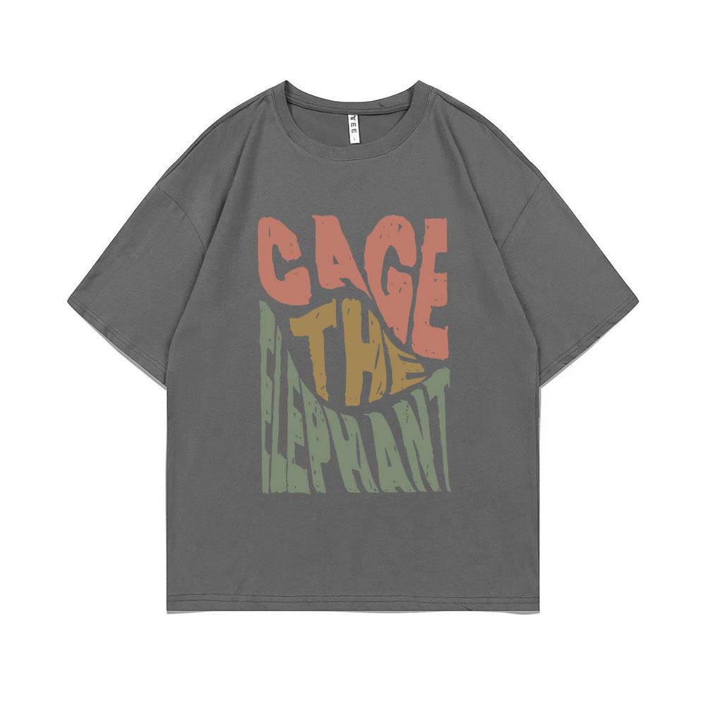 Limited Cage The Elephant Pritn Tshirt Short Sleeve Men Women Fashion Casual Oversized T-shirts Tops Men's Hip Hop Streetwear