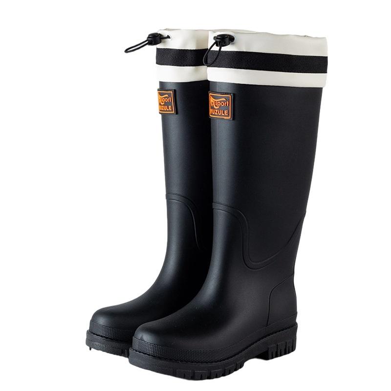 Women's Outdoor High Tube Rain Boots Waterproof Non Slip Drawstring Rain Shoes Adult Wear Resistant Rubber Shoes