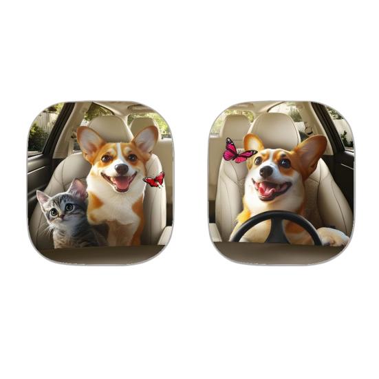 2Pcs Animal Print Car Sun Shade High-Density Aluminum Foil Windshield Sunshade Blocks UV Rays Sun Visor All-Season Protection Vehicle Sun Protector