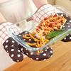 A Pair of 2pcs Pastoral Style Thickened Plaid Microwave Oven Thermal Insulation Gloves Microwave Oven Gloves Anti-scalding Gloves
