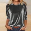 Women's Solid Color Gold Velvet Fashionable Long Sleeved T-shirt Pullover Top