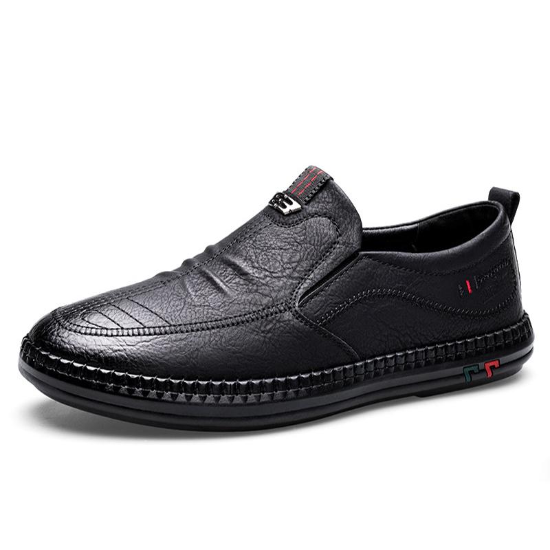 

Кожаная мужская обувь 2024 Новая весенняя обувь для мужчин Модная обувь в ретро-стиле Роскошные кожаные мужские лоферы Удобные слипоны Прочные туфли-лодочки 38 чёрный