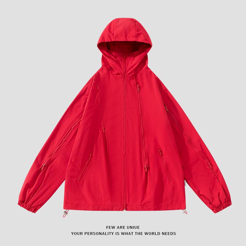 Windproof and Waterproof Zipper Hooded Wear-resistant Jacket Versatile Seamless Collar Jacket Men's Couple Jacket
