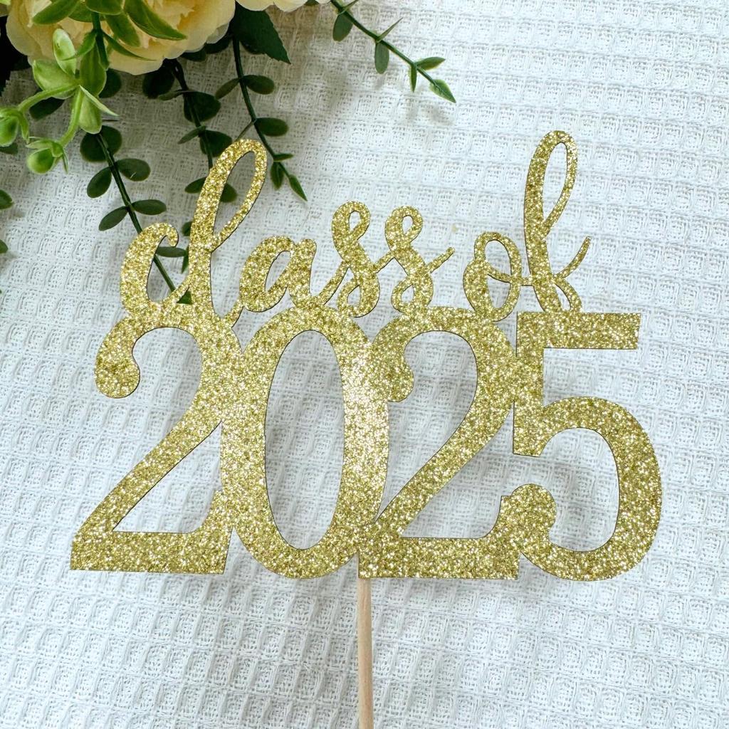 ALISSAR 12 Pack Pre-assembled Double Sided Class of 2025 Graduation Party Centerpiece Sticks, Centerpiece Table Decorations for 2025 Graduation Party