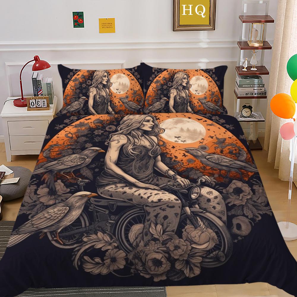 Bettbezug-Set Beauty Skull Gedruckt Full Size Mikrofaser Tagesdecken Hohe Qualität Kissenbezug Luxus Bettwäschebezug-Sets