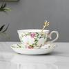 Ceramic Coffee Cup Saucer Spoon Set Flower Tea Cups Set European Porcelain Mug and Saucer for Coffee Cups Mugs Coffeeware Gift