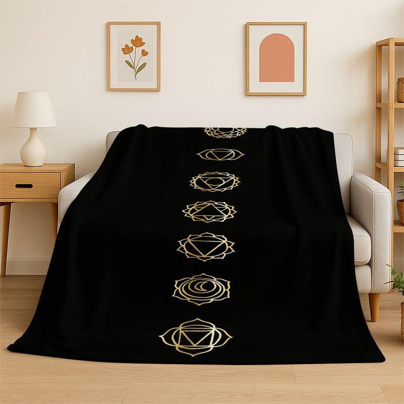 Rainbow Chakra Yoga Mandala Meditation Flannel Blanket Soft Throw Blanket for Bedroom Living Room Bed Travel Camping Picnic Nap
