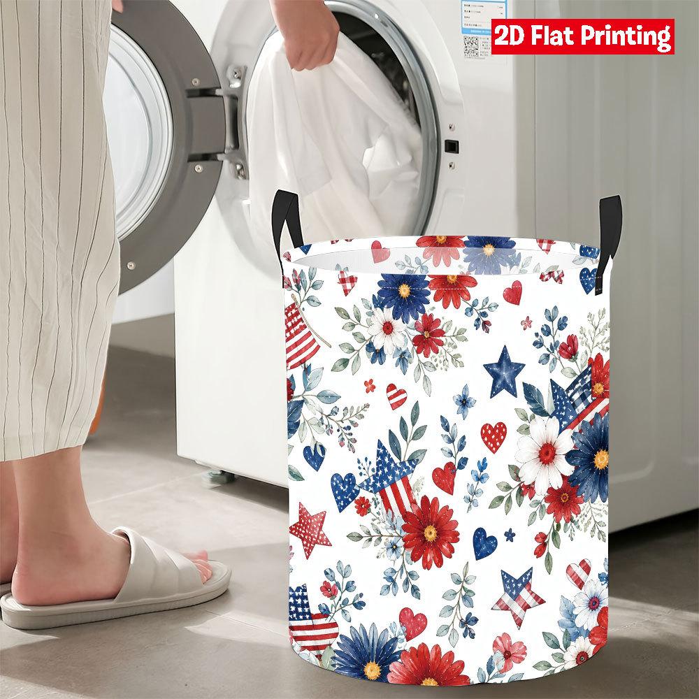 Collapsible Laundry Basket Large Round Waterproof Fabric Hamper Dirty Clothes Storage Bin Toy Organizer with Handles
