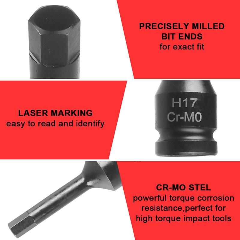 8/10 Sätze Sechskanthülsen in der Sechskanthülse für 1/2 Windgewehre/stachelige Wunden/gebogene Scharniere, manueller Schraubenschlüssel/elektrischer Schraubenschlüssel