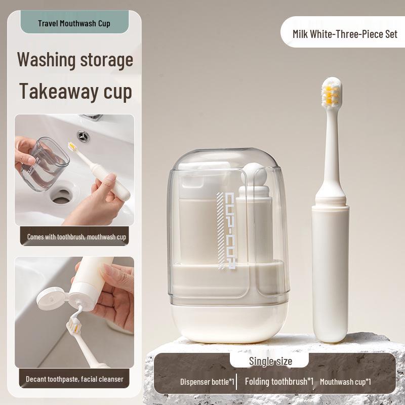 

Портативный складной дорожный набор зубной щетки и зубной пасты со стаканом для полоскания рта