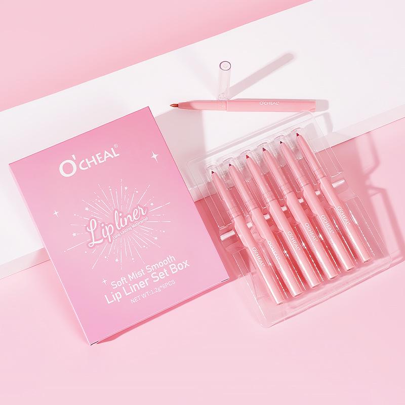 OCHEAL 12-Color Nude Matte Lipstick & Liner Set - Long-Lasting, Non-Transfer Makeup 1.2g each, 6 pieces