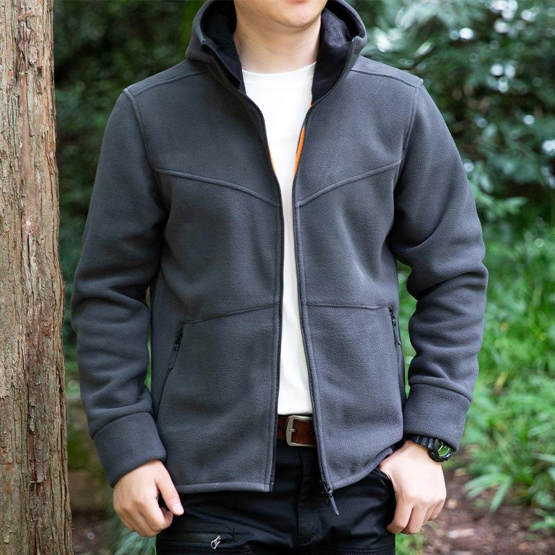 Vêtements polaires d'extérieur printemps et automne pour hommes, cardigan à capuche de printemps, veste polaire pour jeunes et d'âge moyen, vêtements pour hommes tendance