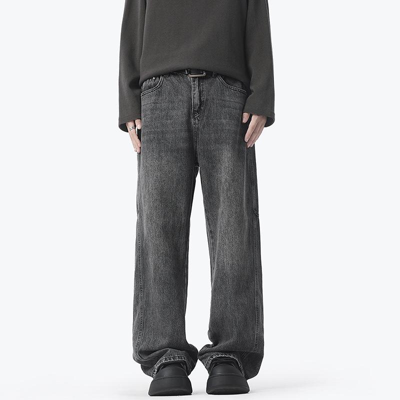 

Потертые и старые джинсы мужские американские свободные прямые повседневные уличные брюки с широкими штанинами 2XL чёрный