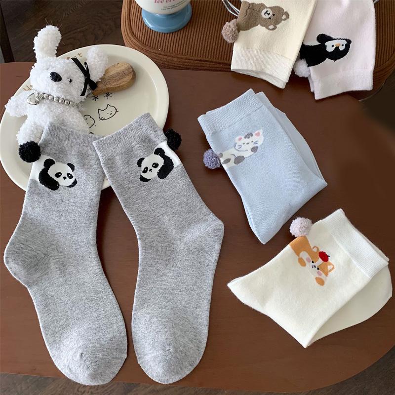 1Pair Cotton Comfortable Animal Egg Socks Skin-Friendly Cartoon Cartoon Multi-element Three-dimensional Print
