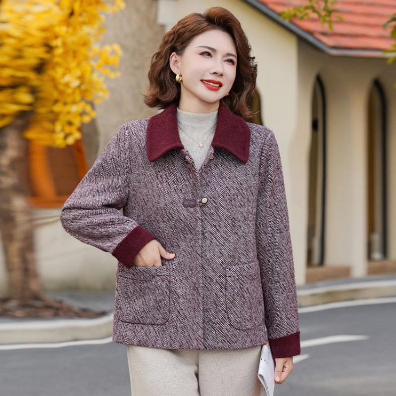 Mom Winter Plush Woolen Jacket Fashionable New Middle-aged and Old Women Autumn and Winter Thickened Warm Imitation Mink Velvet Top