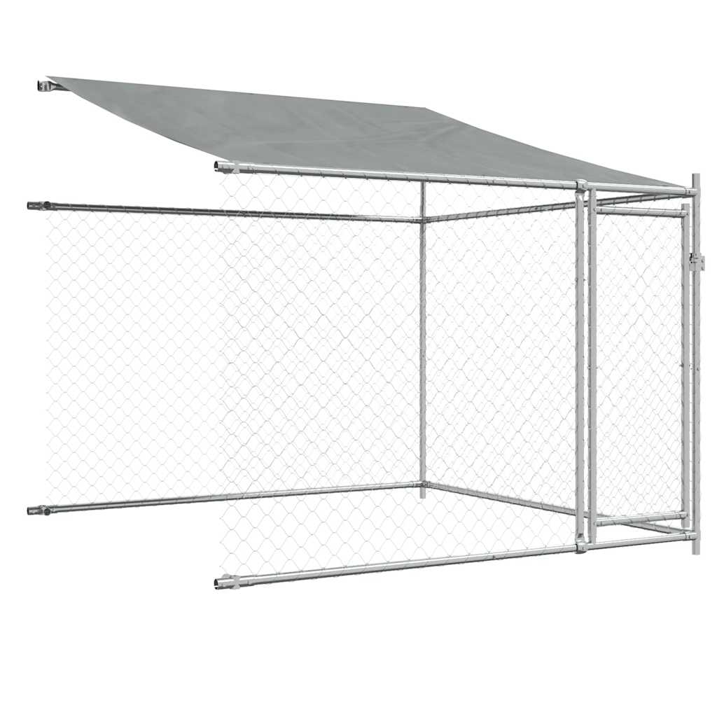 Vidaxl Gabbia per Cani, con Tetto e Porta, Grigia, 6x2x2 m, Acciaio