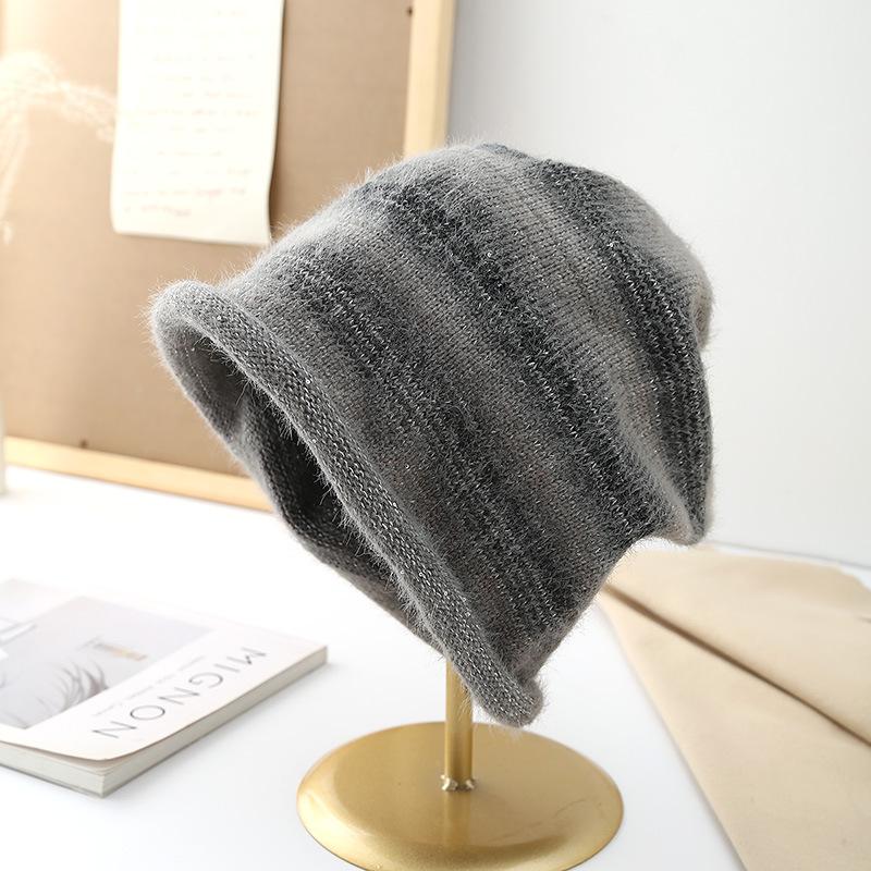 Knitted warm hat women's autumn and winter fashion gradual change color wool cover ear protection confinement hat cold