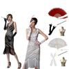 1920S Gatsby Vintage Plus-Size Elegant Beaded Gown with Tassels and Sequins