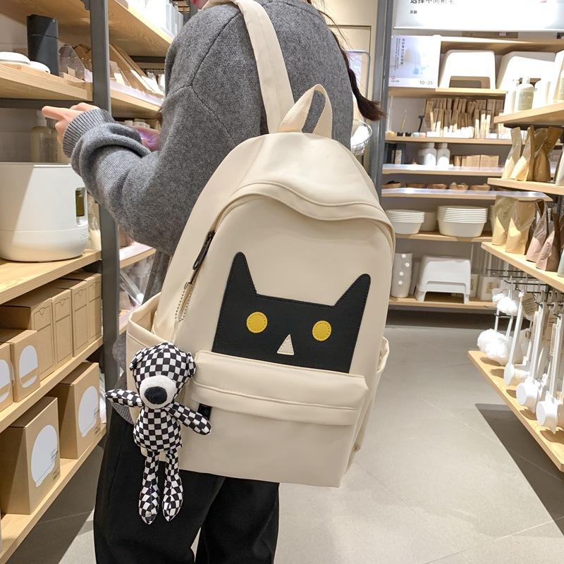 Fashion Kitten Backpack Contrasting Colors Cute Large Capacity College Student Schoolbag Commuter Computer Backpack Female