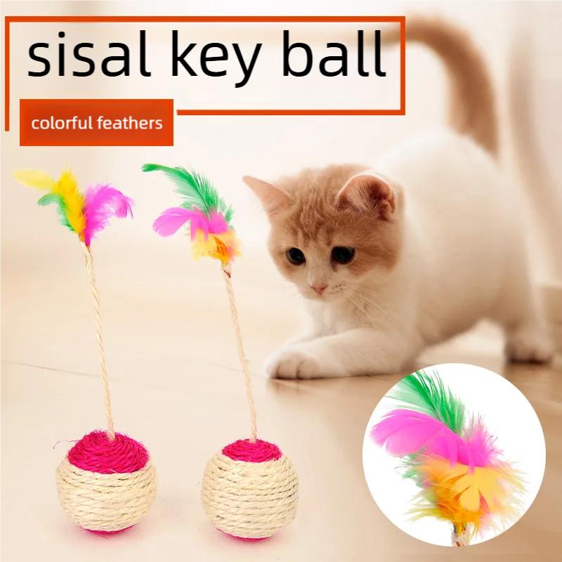 Sisal Scratching Ball Feather Cat Toy Interactive Training Supplies For Kittens Indoor Cats Anti Boredom Pet Accessories