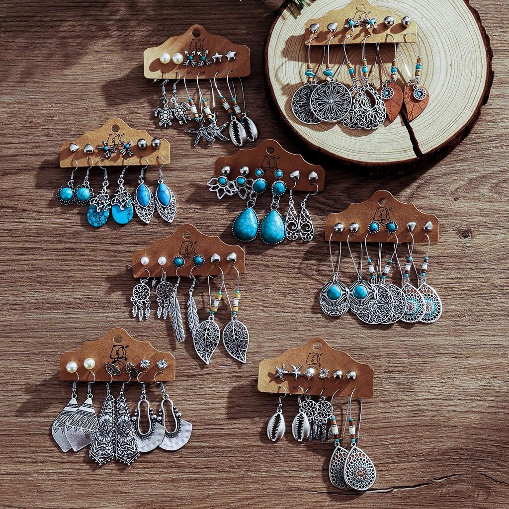 Earring Set, Retro Earrings, Long Fringed Leaves, Ethnic Style Alloy Women's Earrings.