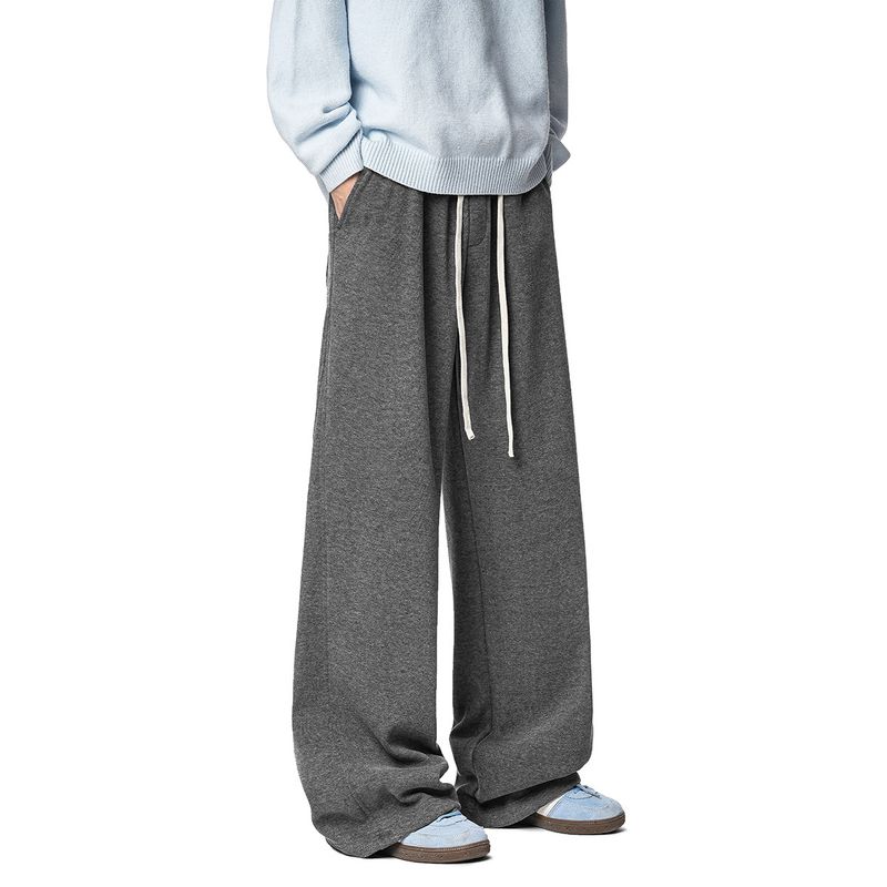 51 Hip-Hop American Style Solid Color Casual Sweatpants Men's Pants Winter Thickened Trendy Brand Fleece-Lined Straight-Leg Casual Long Pants Women's