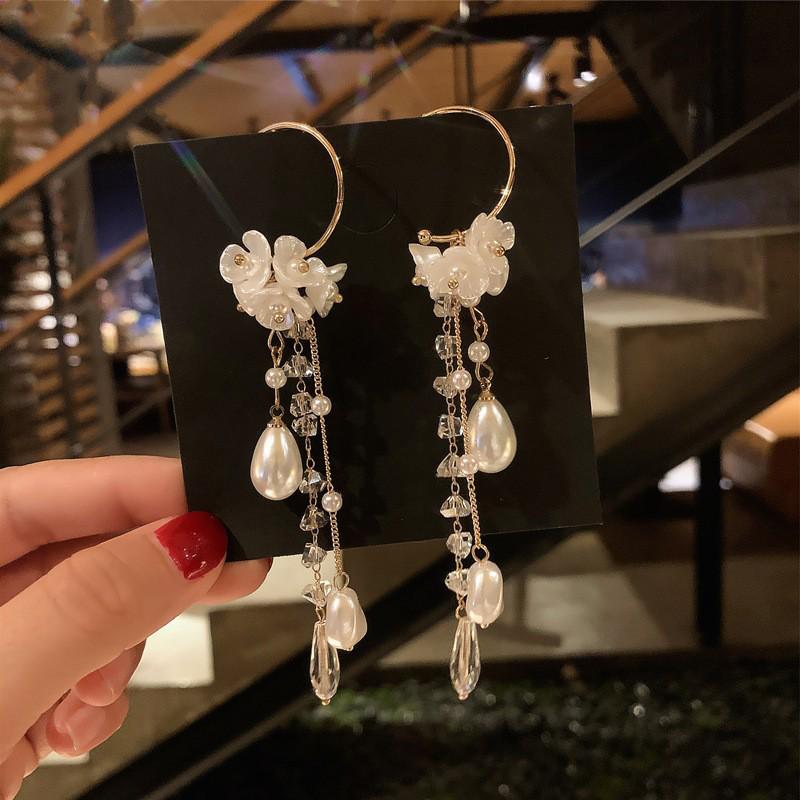 Pendientes de botón con borla geométrica de plata S925: Moda Estilo Coreano, Diseño Elegante, Versátil para Mujeres