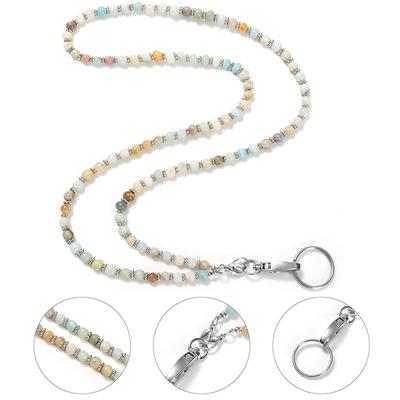 Natursten Halsband Nyckelbricka Custom Namn Spänne Pärlband Breakaway Lanyard Halsband Modetillbehör