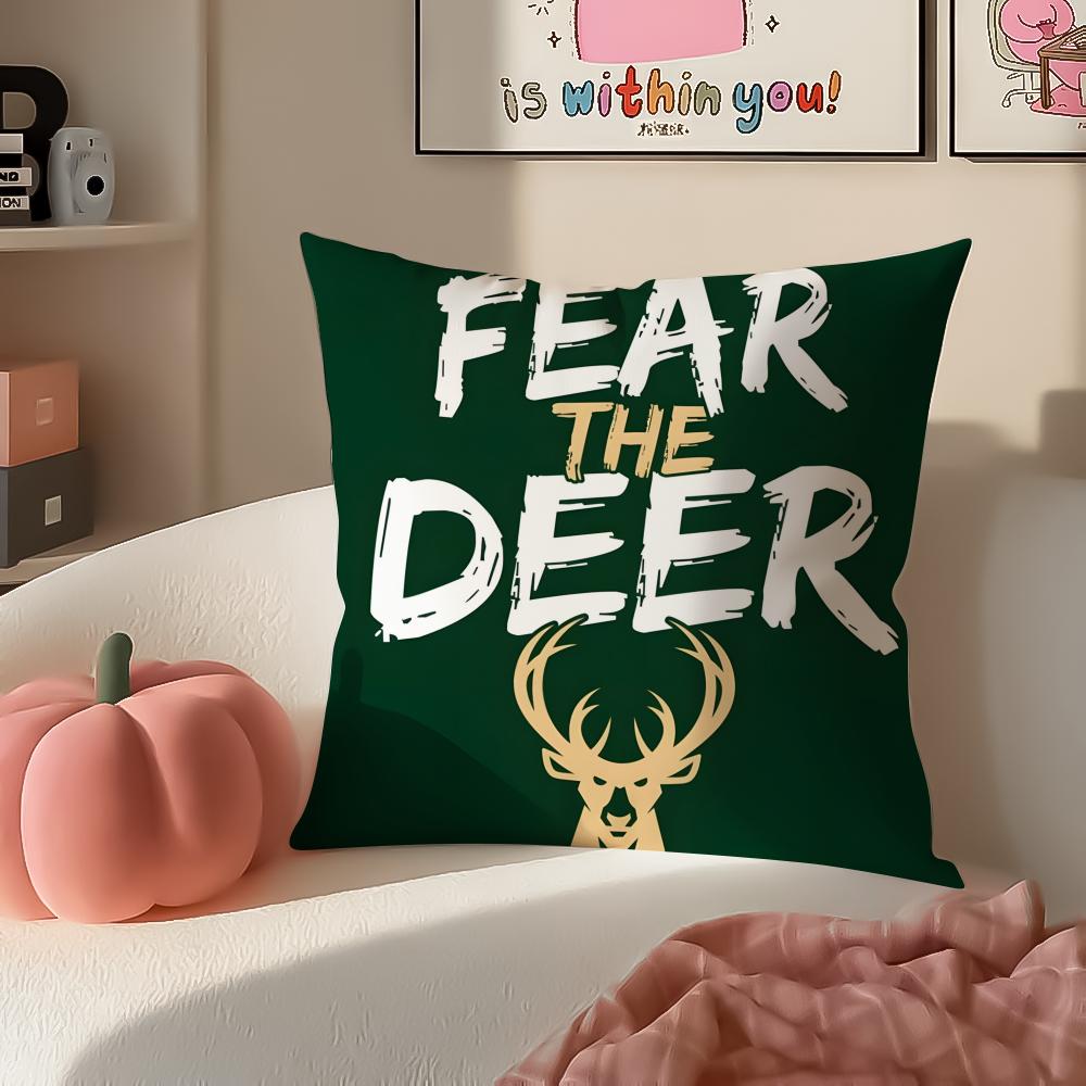 MMilwaukeeES BBucksS Cushion Cover Pillowcase Short Plush Invisible zipper Room Sofa Cushion Cover