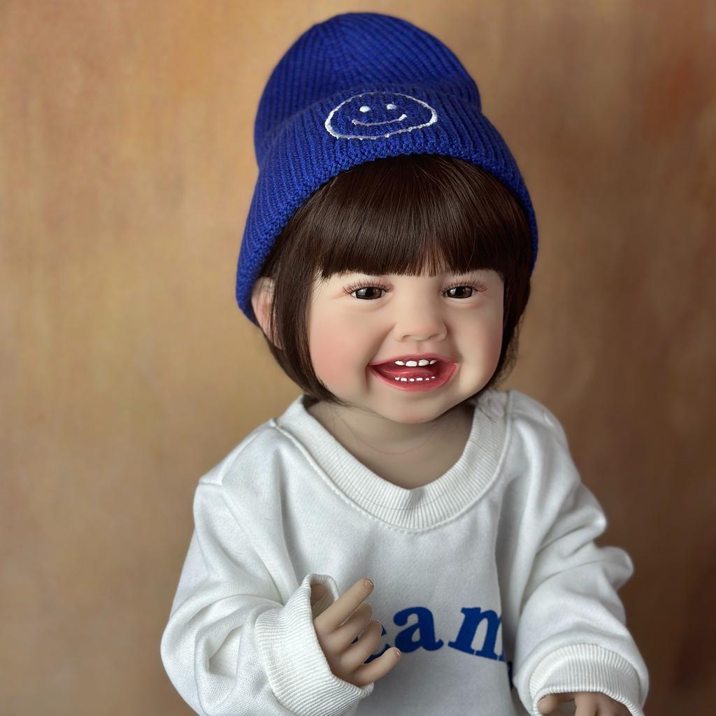 Față nouă Mila Corp din silicon complet moale 55 CM Realistic Reborn Baby Stand Papusa Fata Printesa Copil mic Bebe Cadou de aniversare