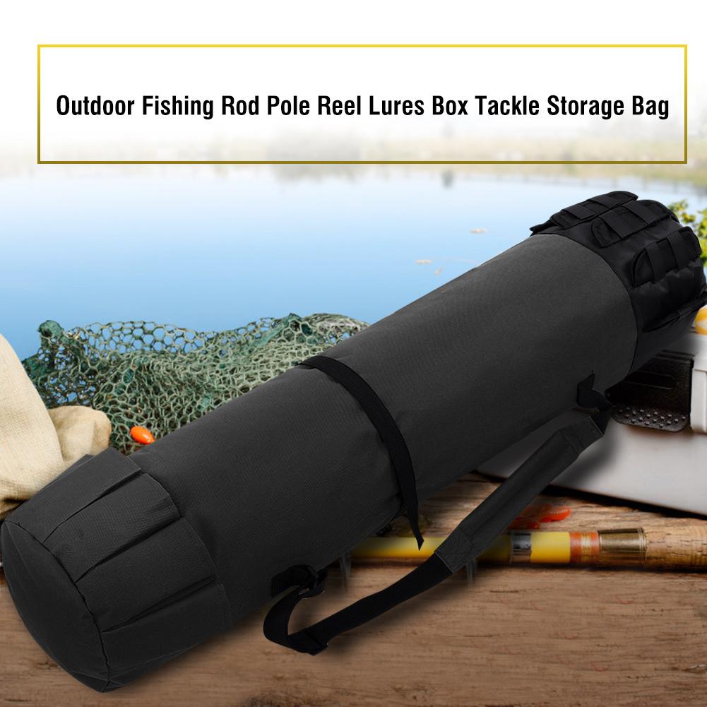 Outdoor Fishing Rod Pole Reel Lures Box Tackle Storage Bag   Shoulder Strap (Black)