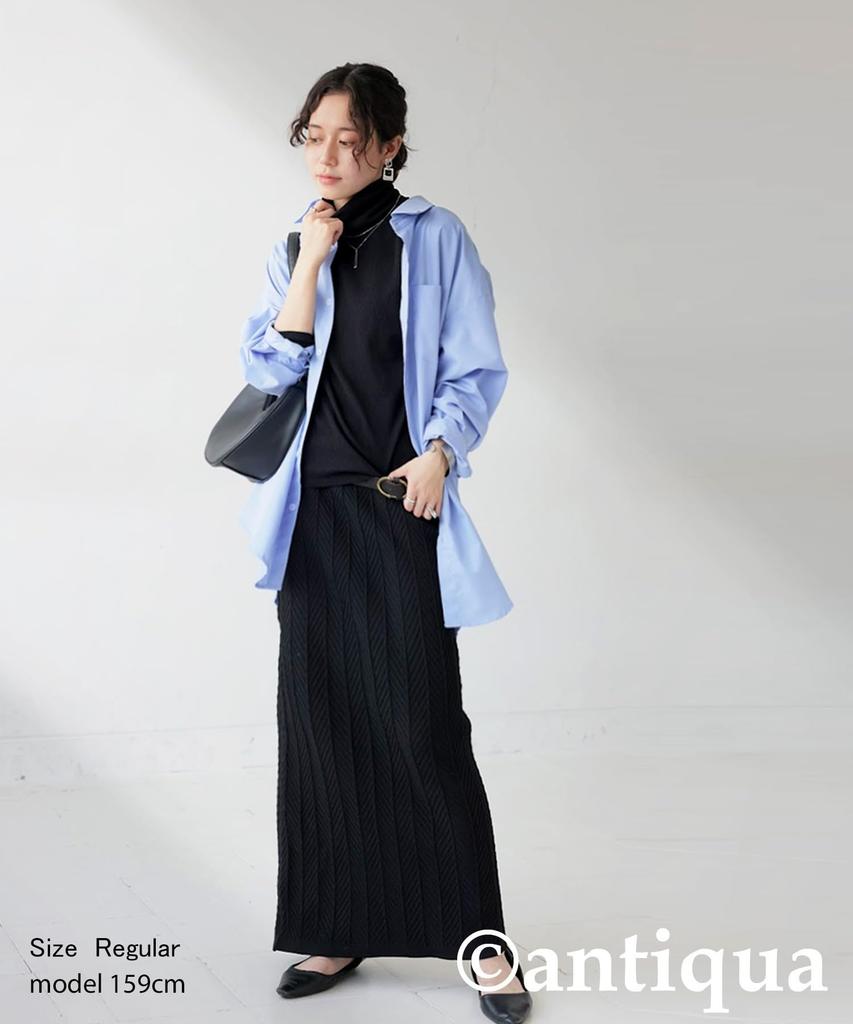 Antiqua Knit Regular Size Women's Skirt, Long, (S-L), 05, Black, PN-00532