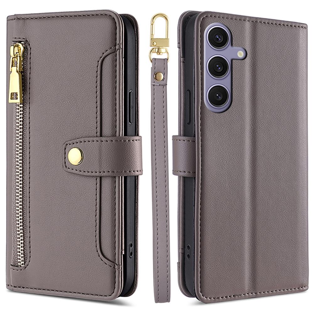 For Samsung Galaxy S24+ Cell Phone Cover Magnetic Leather Phone Case Phone Stand with 2 Straps