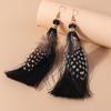Pretty Feather Drop Earrings for Women Girls Bohemia Earrings Handmade Party Holiday Jewelry Gifts