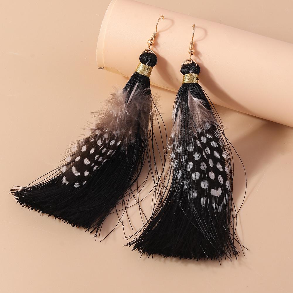 Pretty Feather Drop Earrings for Women Girls Bohemia Earrings Handmade Party Holiday Jewelry Gifts