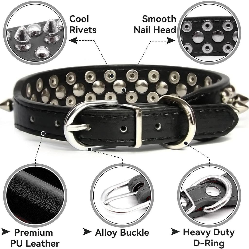 Pet Collar Anti-Bite Rivet Dog Collar Medium Large Dog Dog Dog Neck Punk Style Cat Dog Collar