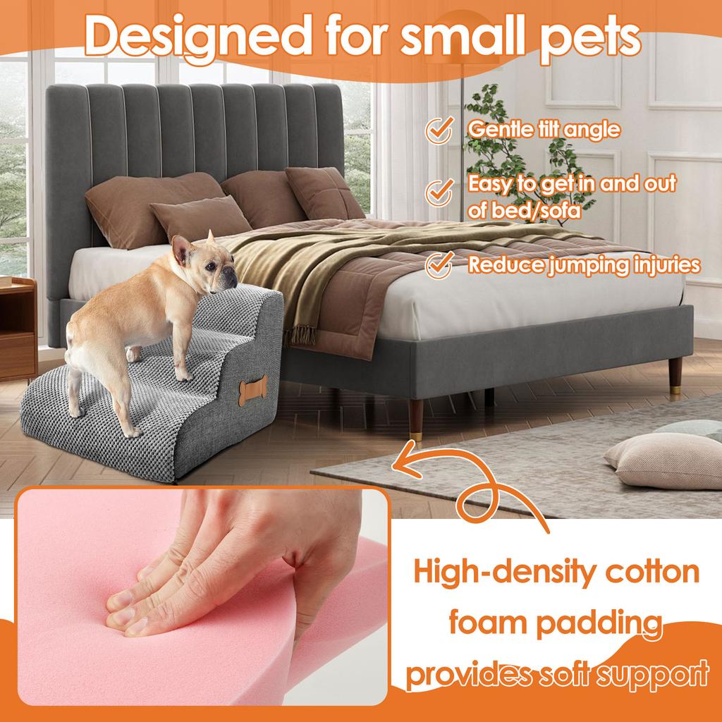 2/3 Step Dog Ramp Stair Pineapple Velvet Small Dog Stair with Sponge Filling and Nonslip Bottom Safe Pet Supplies for Cat Puppy