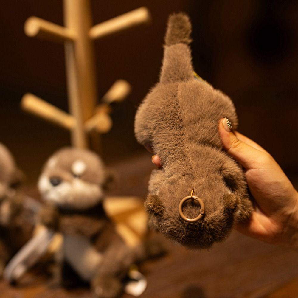 Süßes Design Otter Plüsch Schlüsselanhänger Realistisches Aussehen Otter Plüschtier Geschenk für Freundin