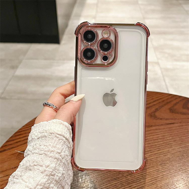 For Apple 16PRO Transparent Four Corner Anti Drop Electroplated Phone Case for IPhone 12/14 All Inclusive Precision Hole Protective Cover