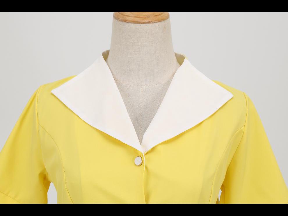 Vestido de festa retrô com decote em V e manga curta, estilo anos 50, cor sólida, 2022