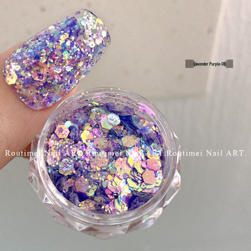 Purple Lavender Glitter Nail Art Sequins: Korean Popular Flash Accessories