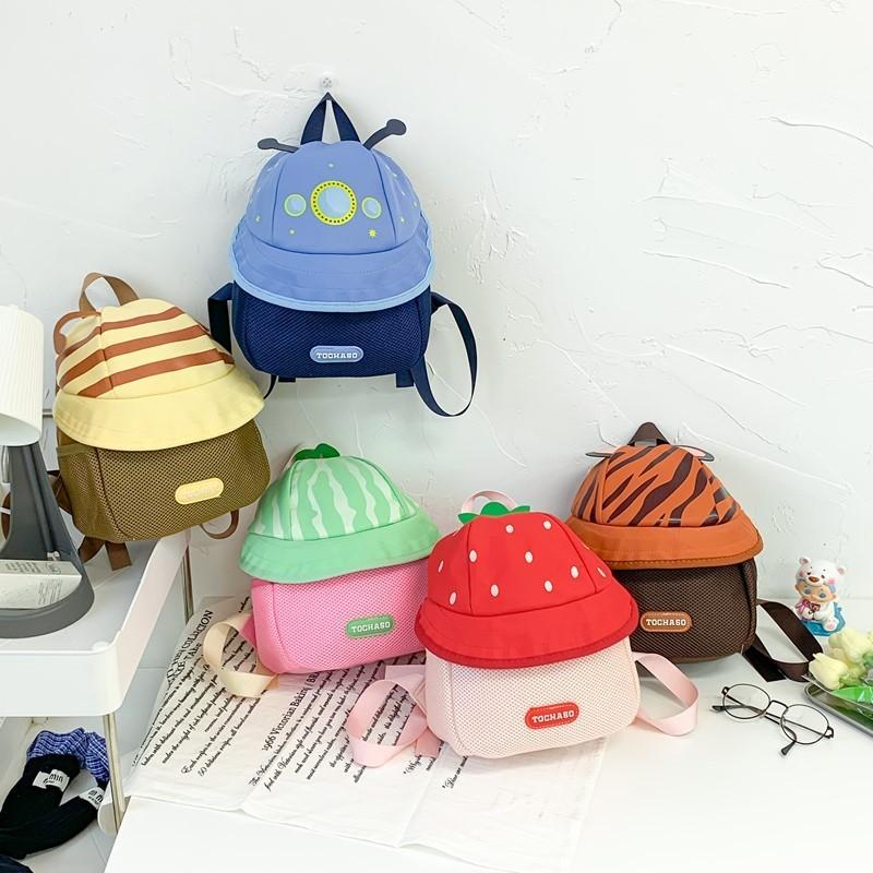 Cotton Children Preschool Backpack Cartoon Fruit Hat Durable Stitching School