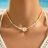 European and American Summer Fashion Necklace, Soft Pottery Flower Shell Bracelet, Woven Adjustment Anklet, Seaside Vacation Jewelry